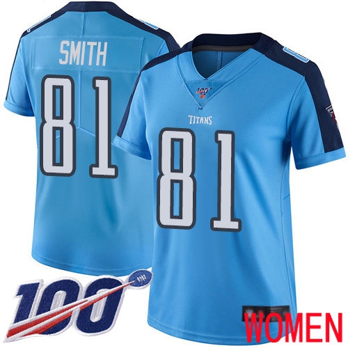 Tennessee Titans Limited Light Blue Women Jonnu Smith Jersey NFL Football 81 100th Season Rush Vapor Untouchable